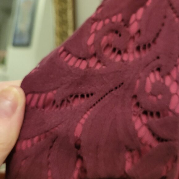 CAbi Womens Frolic Plumberry 3 Button Blazer - Lace Overlay - Picture 4 of 9